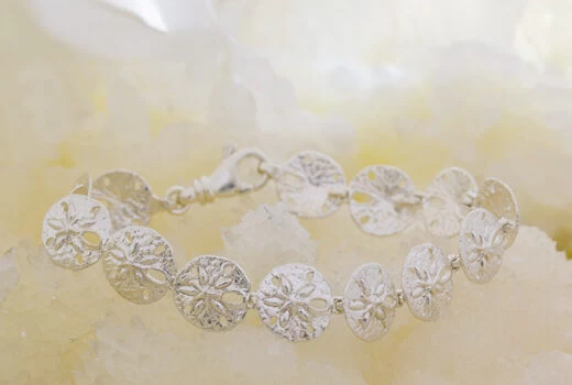 Sand Dollar Bracelet in 14k White, Yellow Gold and Silver