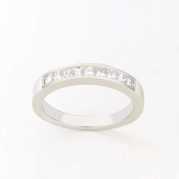 Princess Cut Diamond Channel Set Ring in 14K White Gold