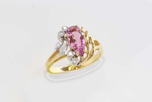 Pink Tourmaline and Diamond ring
