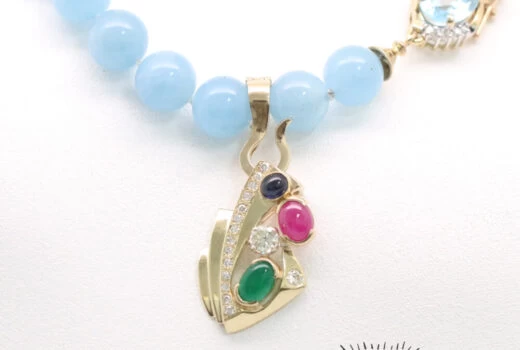 Multi-Gemstone Pendant with Signature Slide Bail Designed by Phuong Goldsmith